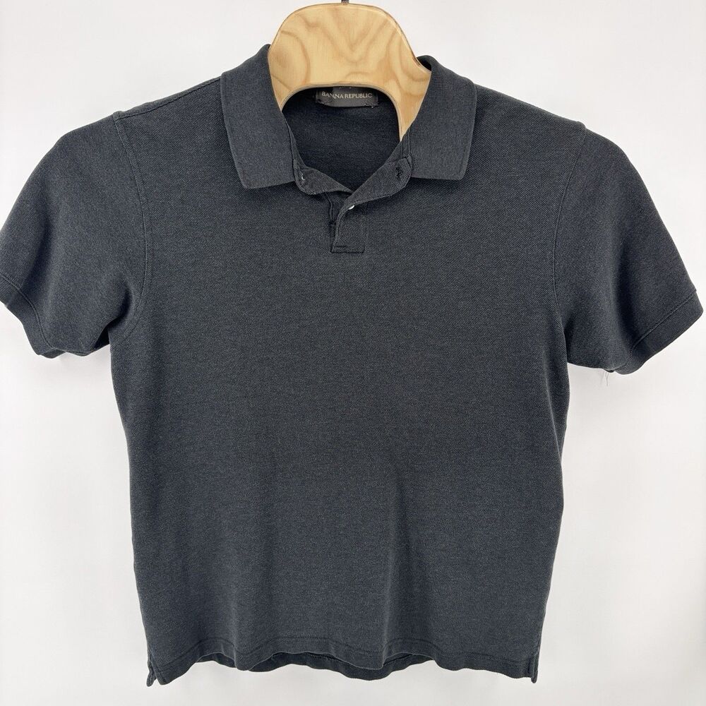 Banana Republic Men's Charcoal Gray Textured Short Sleeve Polo Shirt